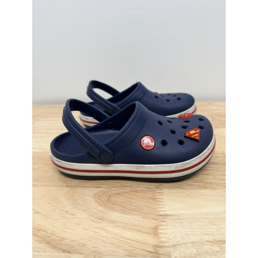 Crocs Kids' Crocband Clog Navy Blue Red White Size 13 C Spider Man Jibitz #66